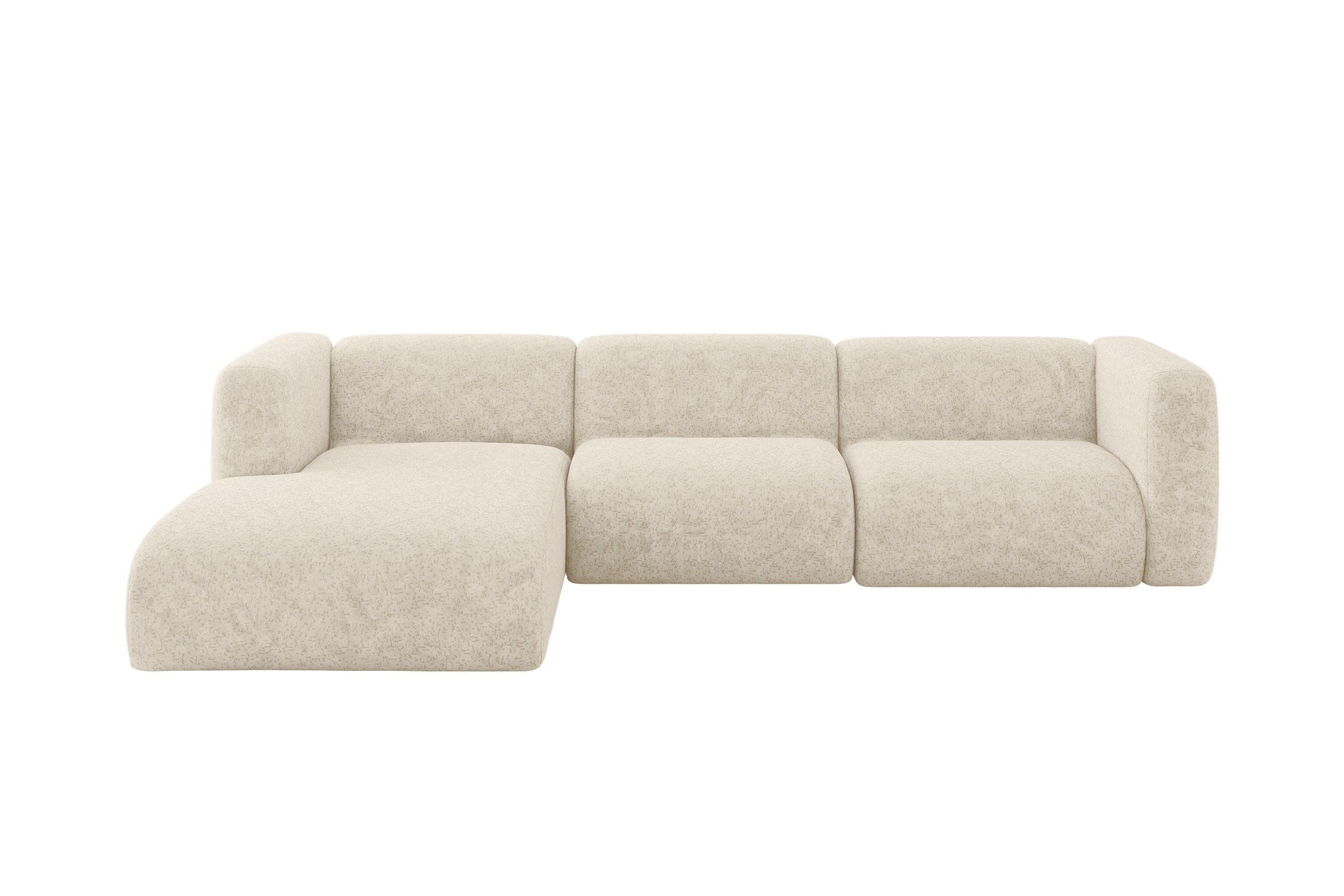ECKSOFA Ottomane Links MIRA-L2 318x179x89 Creme Velours - Creme/Schwarz, Holzwerkstoff/Kunststoff (318/179cm) - ALTDECOR