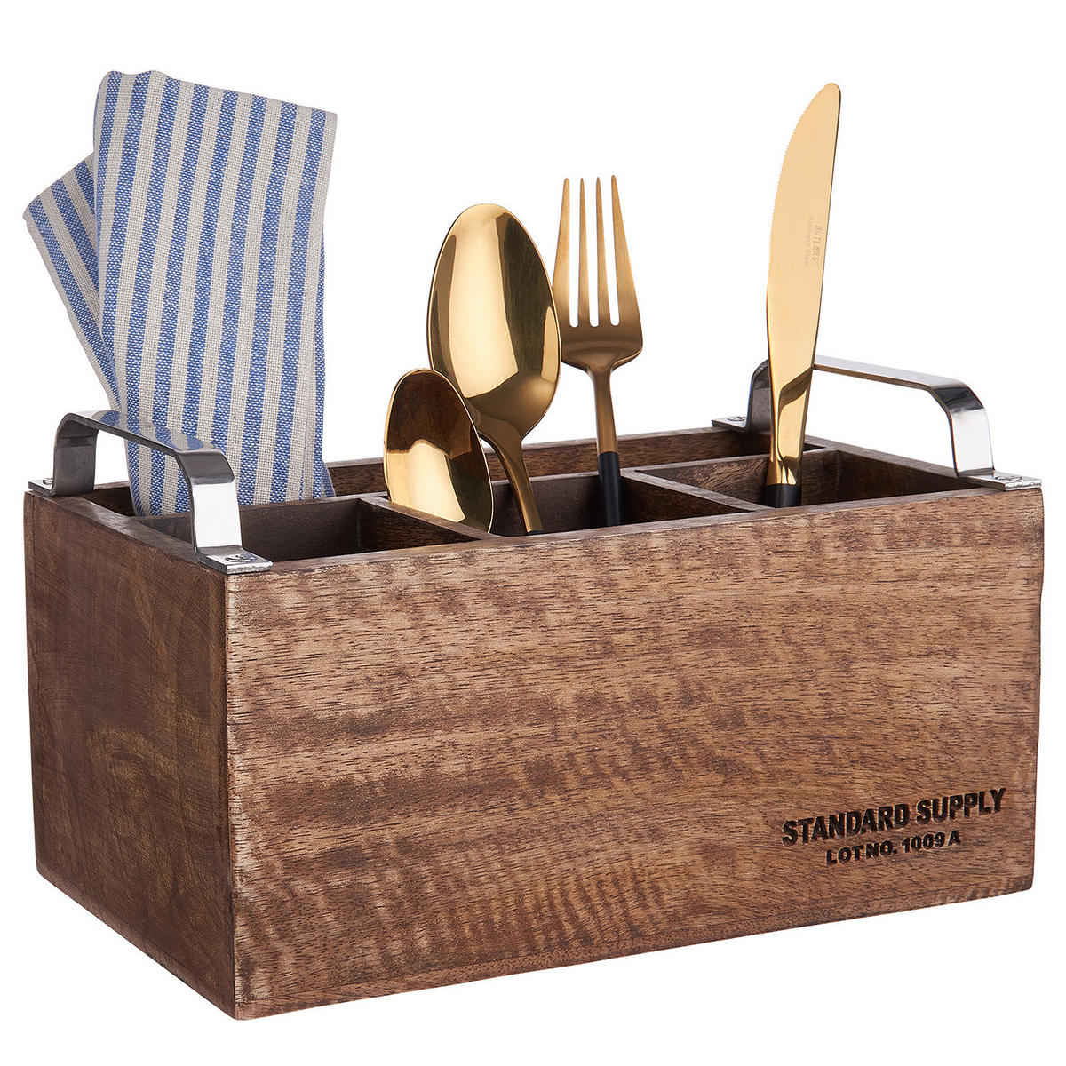 BESTECKTRÄGER Standard Supply - Braun, Holz (14/14/24cm) - Butlers