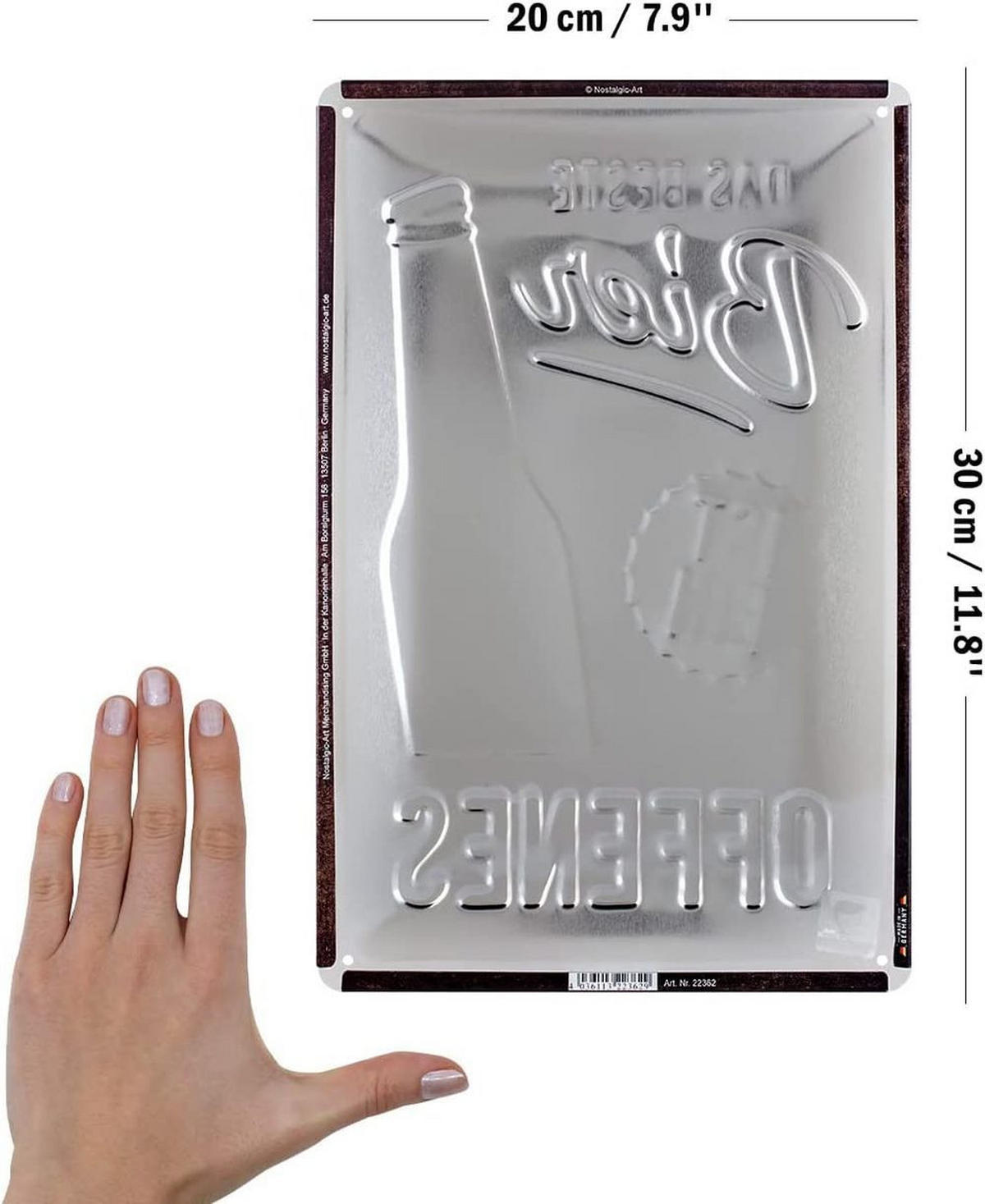 BLECHSCHILD 20/30 cm Das beste Bier ist ein offenes - Multicolor, Metall (20/30cm) - Nostalgic-Art