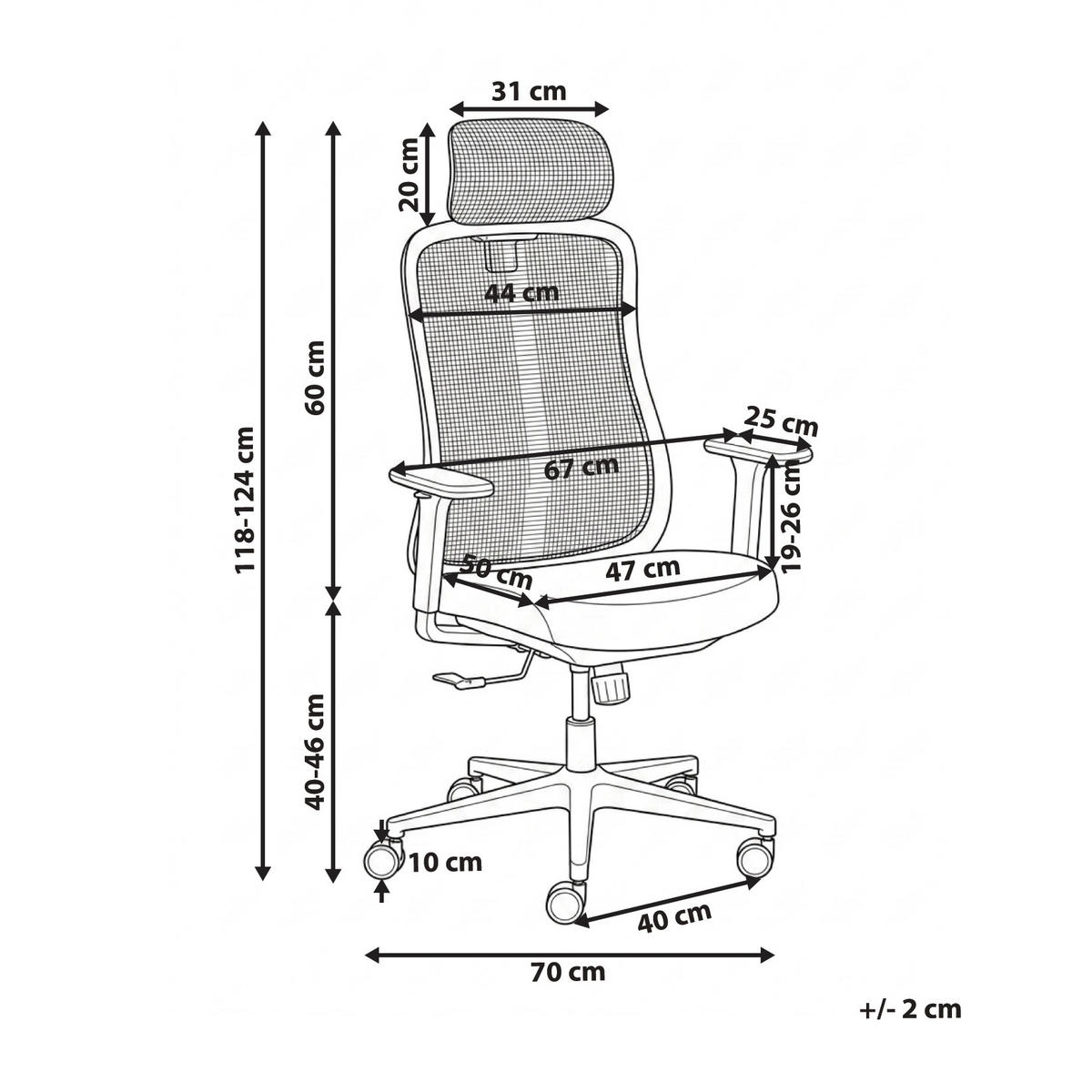 BÜROSTUHL Hellgrau Nemoar - Hellgrau/Grau, Kunststoff/Textil (70/118/70cm) - Beliani