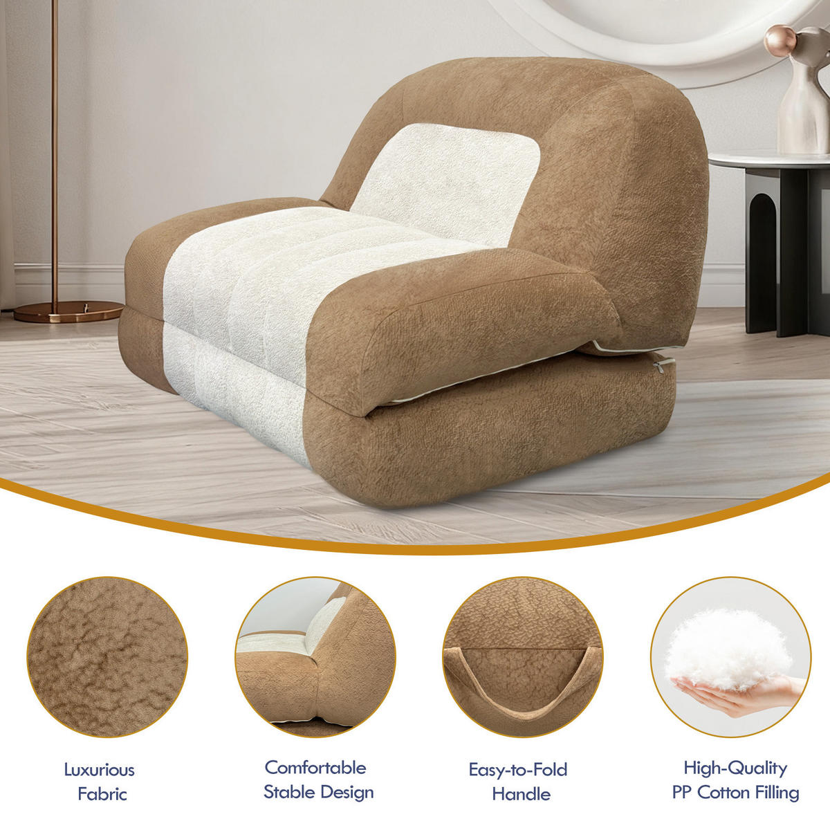 SCHLAFSESSEL Beige 100cm - Beige, Textil (100/96/90cm) - Vercart