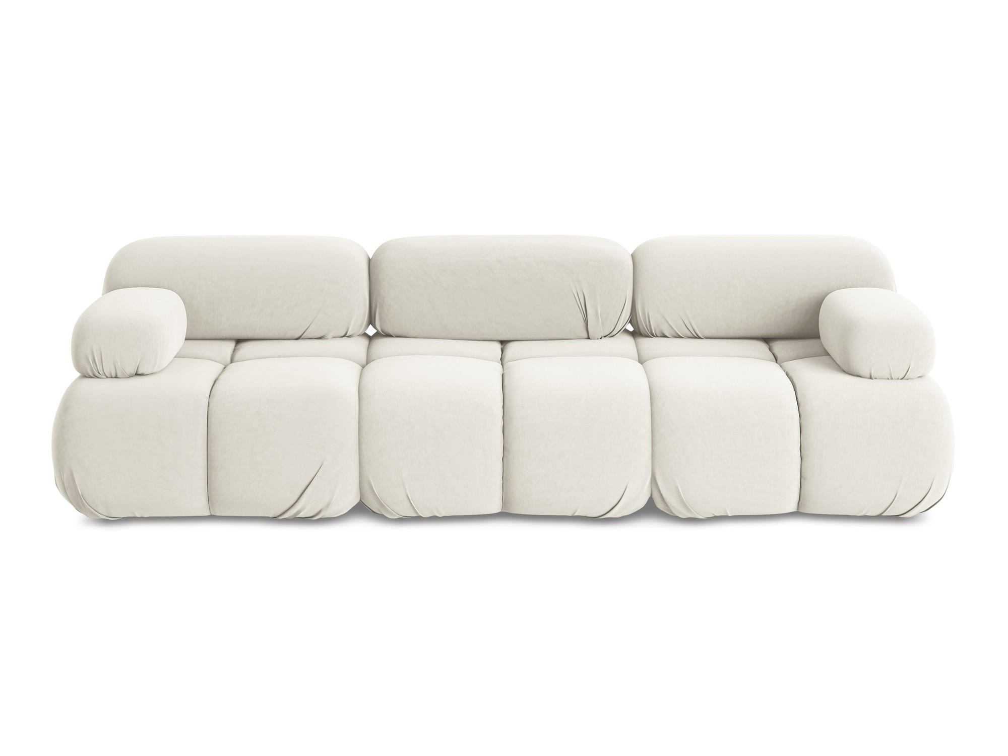 3-SITZER SOFA Samt Stoff Beige - Beige/Creme, Kunststoff/Textil (285/70/96cm) - Makamii