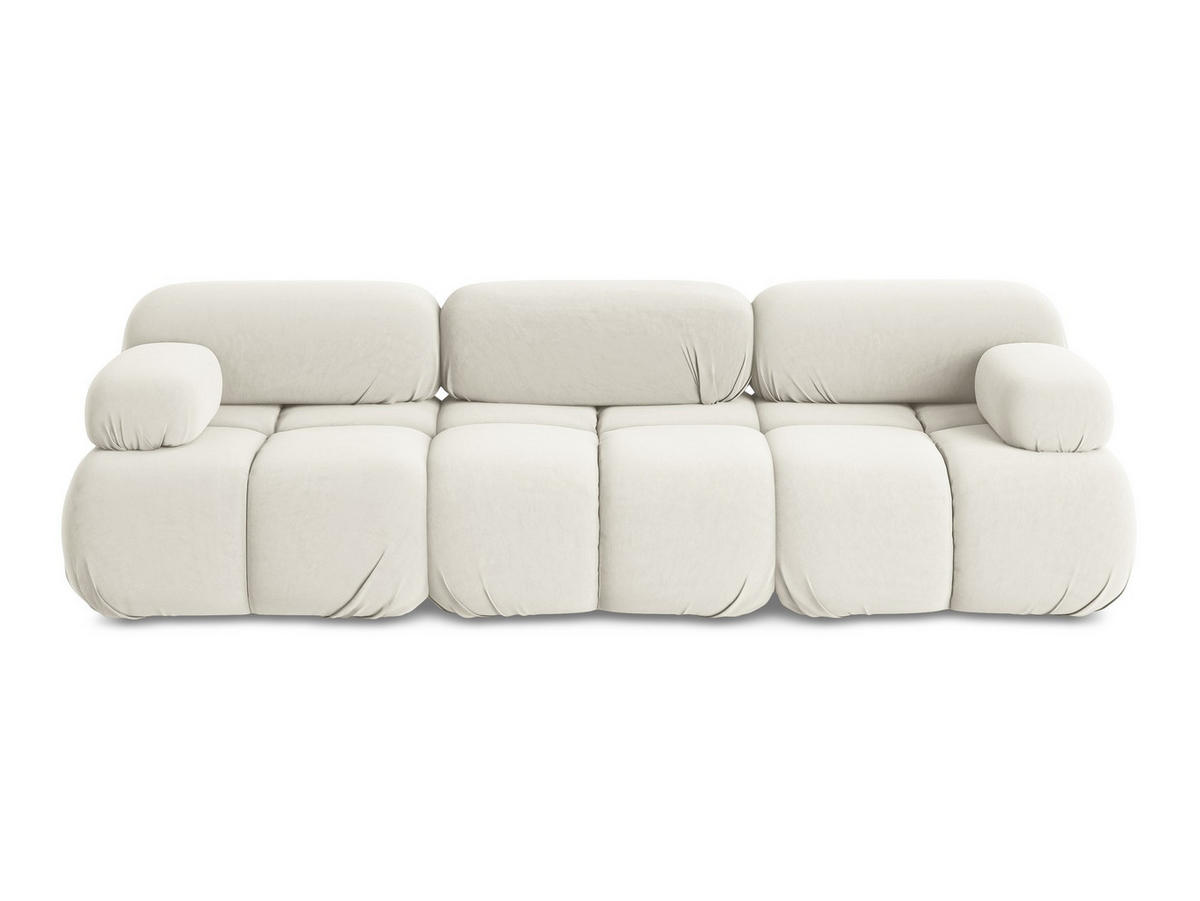 3-SITZER SOFA Samt Stoff Beige - Beige/Creme, Kunststoff/Textil (285/70/96cm) - Makamii
