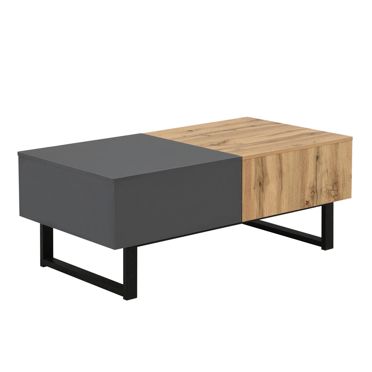 COUCHTISCH 100/155 x 40 x 55 cm mit Stauraum in Natur/Anthrazit - Naturfarben, Holzwerkstoff (100/40/55cm) - Flora Grace