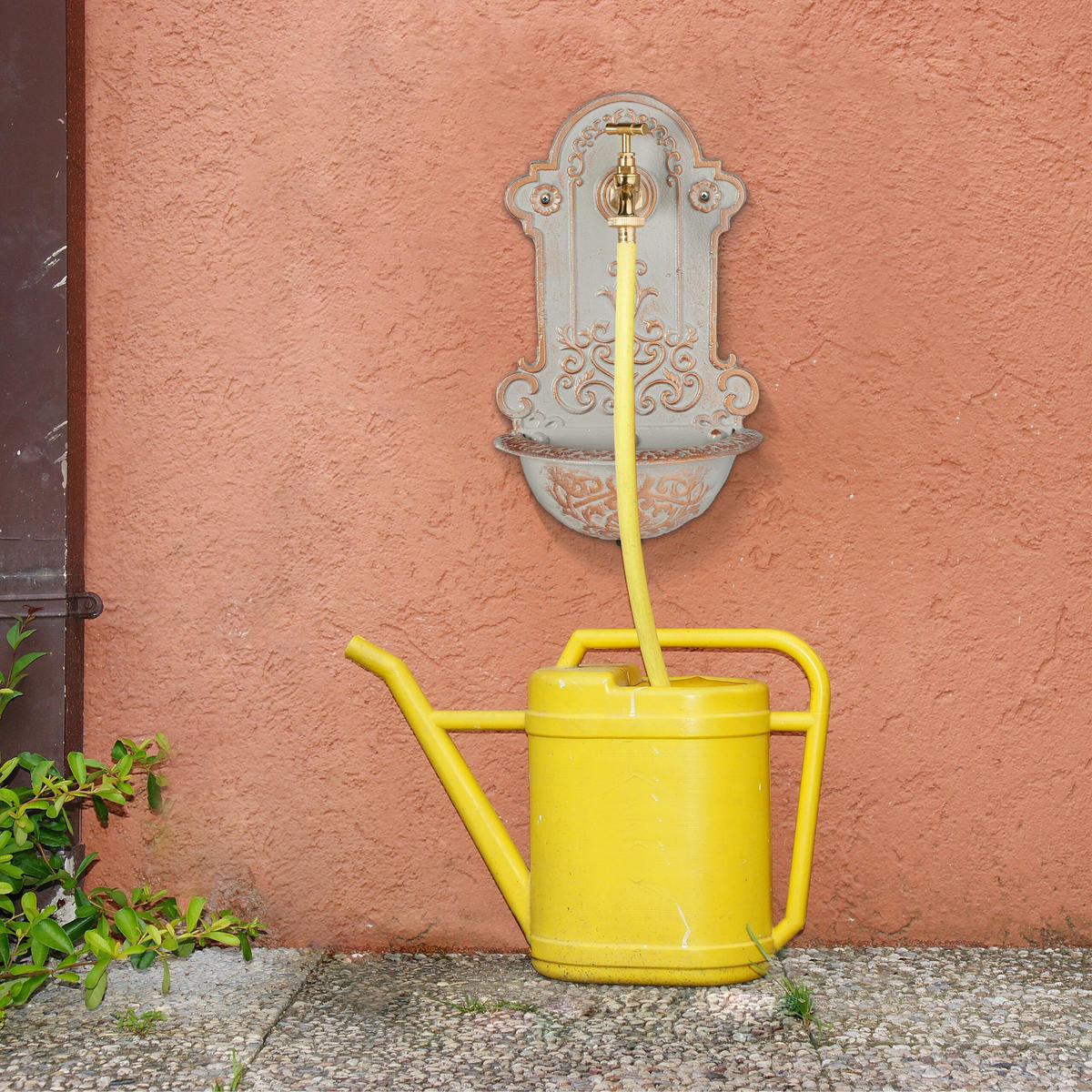 WANDBRUNNEN - Grau, Metall (10.5/22/36cm) - Relaxdays