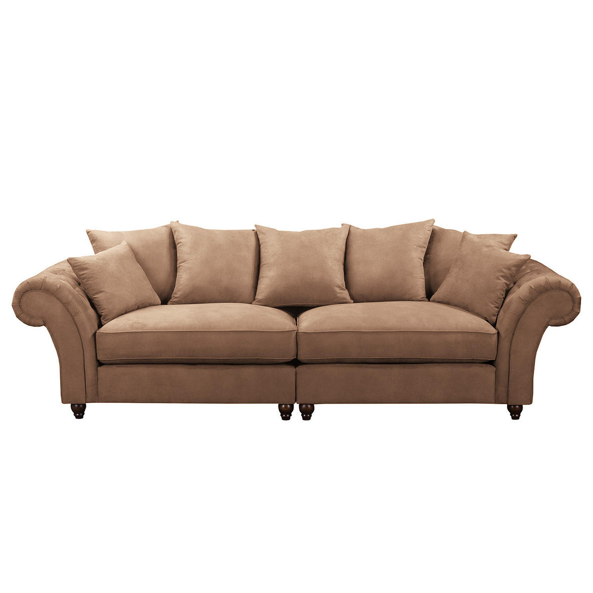 BIGSOFA - Antiklederlook - Braun/Cappuccino, Buchenholz/Textil (294/90/93cm) - home24