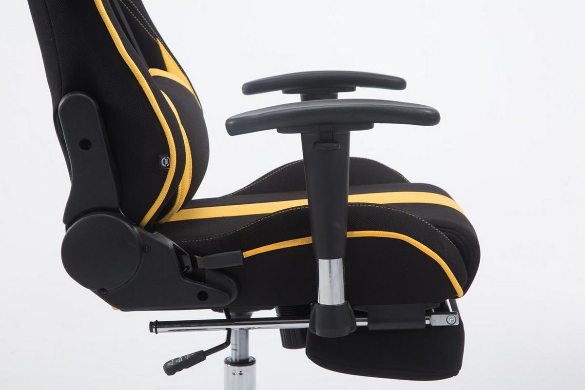 GAMINGSTUHL Limitless-2, Stoff mit Fußablage Schwarz/Gelb - Gelb, Textil/Metall (70/135/58cm) - TPFLiving