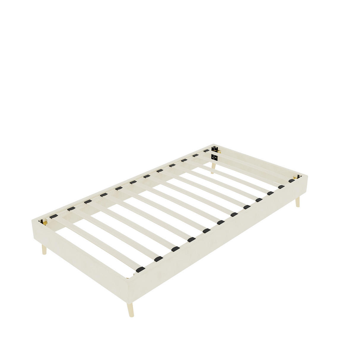 BETT mit Stauraum 90x200 cm Beige Stoff - Beige, Metall (90/200cm) - Meubliv