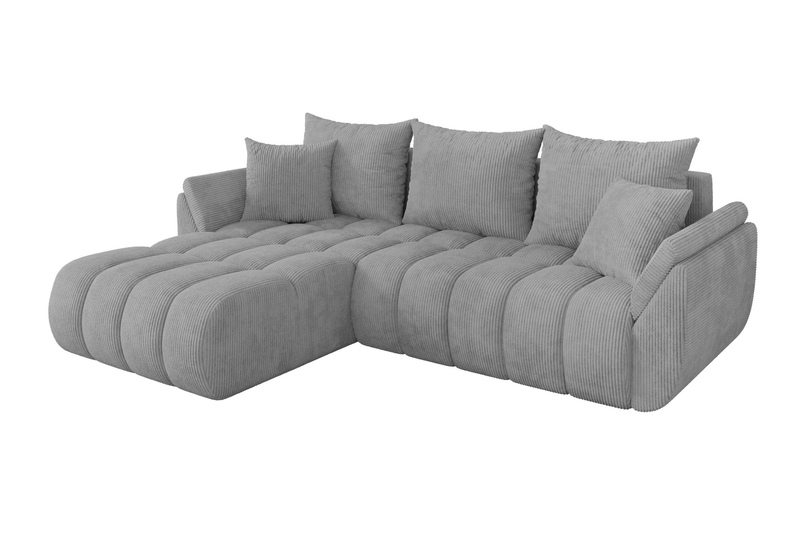 ROHOVÁ SEDAČKA s funkcí spaní, otoman vlevo TOKO-L-v1 277x194x86 šedá manšestr - šedá/černá, kompozitní dřevo/textil (277/194cm) - ALTDECOR