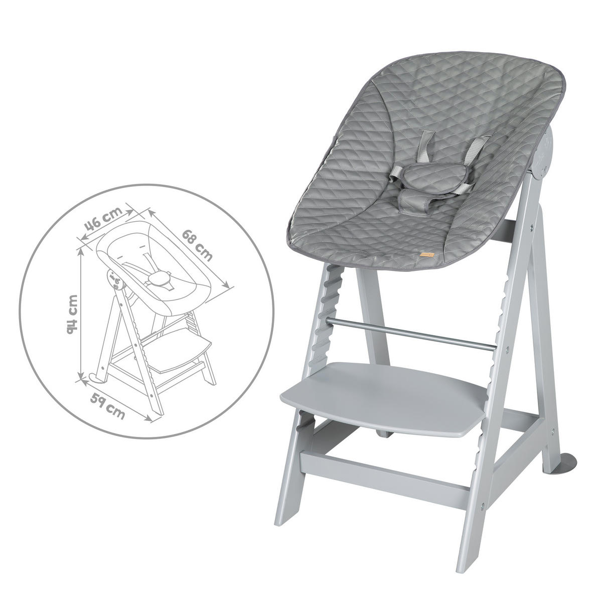 BABYHOCHSTUHL Born Up Luxe mit Neugeborenenaufsatz Taupe - Taupe, Holzwerkstoff/Textil (46/94/66.5cm) - Roba