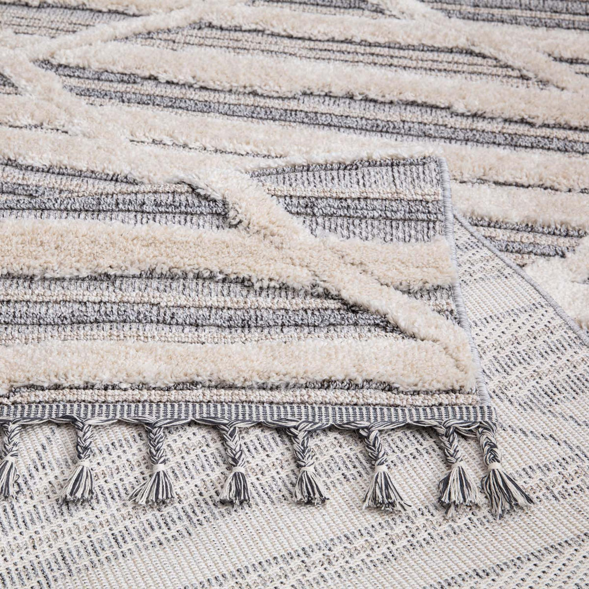 KURZFLOR-TEPPICH Valencia 810 Graublau/ Creme 160x230 cm - Blau/Creme, Textil (160/230cm) - carpet city