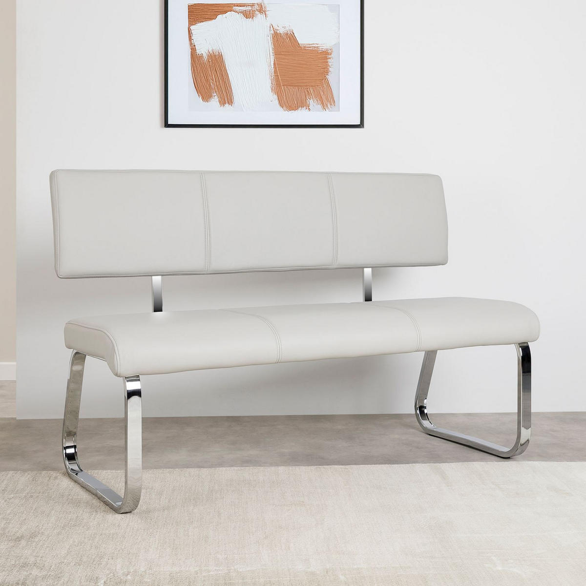 ESSZIMMERBANK VILAS hellgrau - Hellgrau, Textil/Metall (136/89/59cm) - IDIMEX