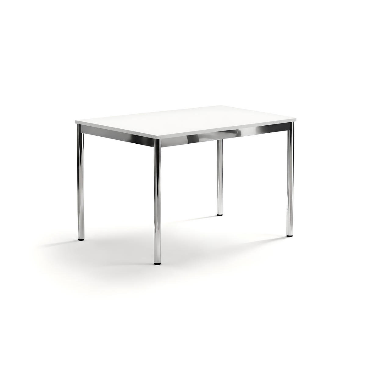 SCHREIBTISCH VST1 100 x 70 cm Weiß – höhenverstellbar - Chromfarben/Weiß, Holzwerkstoff (100/70/75.5cm) - Versee