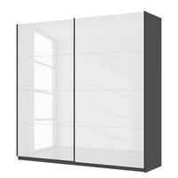SCHWEBETÜRENSCHRANK - Weiß Hochglanz/Grau, Holzwerkstoff (225/222/68cm) - home24
