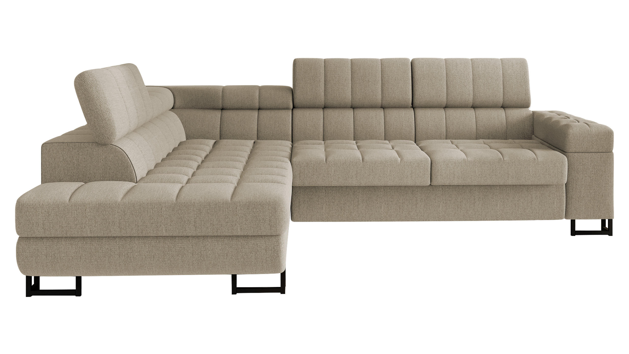 ECKSOFA Laris, Seite: Links - Schwarz/Naturfarben, Holz/Textil (271/203cm) - MIRJAN24