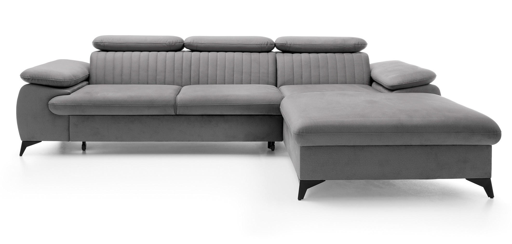 ECKSOFA 280 cm Xanto M, Schlaffunktion, verstellbaren Kopfstützen, Rechts, Grau - Grau, Holz (193/280cm) - Emporius