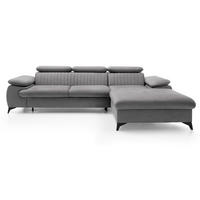 ECKSOFA 280 cm Xanto M, Schlaffunktion, verstellbaren Kopfstützen, Rechts, Grau - Grau, Holz (193/280cm) - Emporius