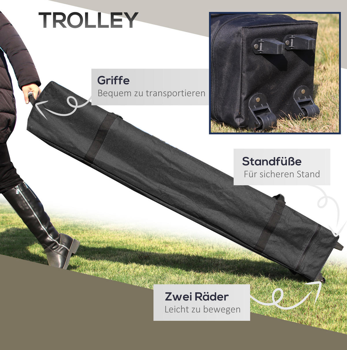 FALTPAVILLON 392/392/283 cm höhenverstellbar mit Doppeldach, UV50+-Schutz und Oxford-Polyesterdach, Cremeweiß - Weiß, Textil (392/283/392cm) - Redom