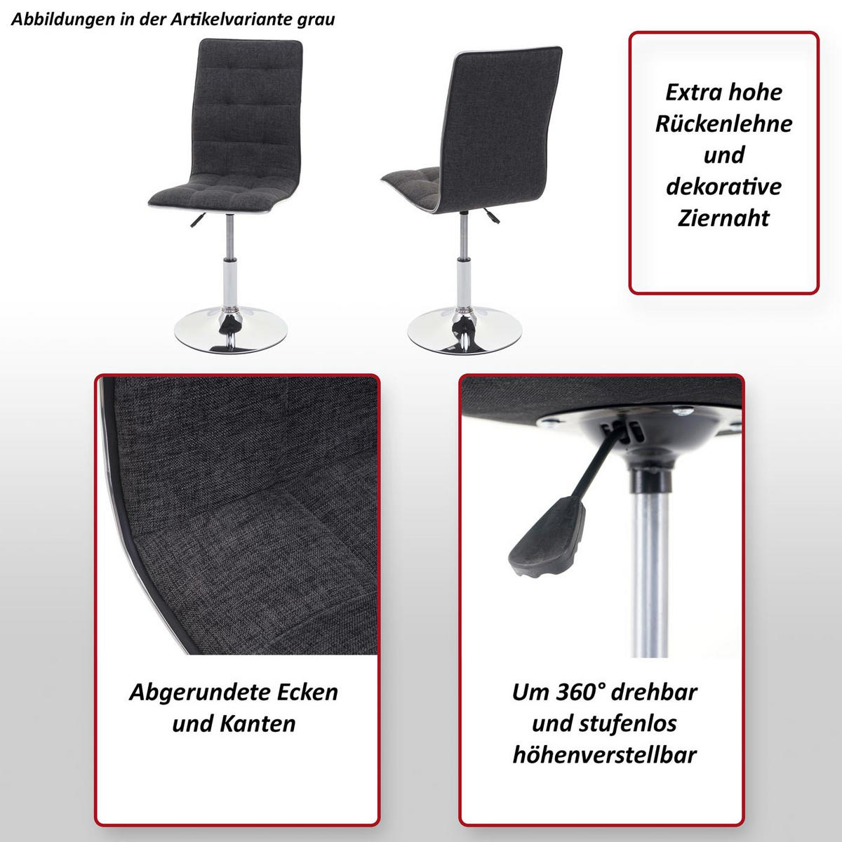 ESSZIMMERSTUHL Hellgrau - Hellgrau, Textil (43/103/54cm) - MCW