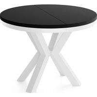 ESSTISCH Clara Weiß runder ausziehbarer, Schwarz 120-200/120/76 cm - Schwarz/Weiß, Holzwerkstoff/Metall (120/120/76cm) - WFL GROUP