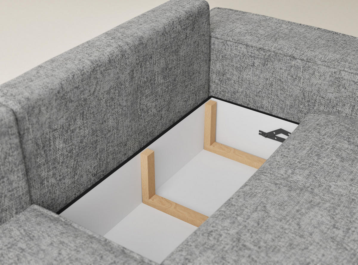 ECKSOFA MIT SCHLAFFUNKTION Tonga Grau Chenille-Stoff - Schwarz/Grau, Holz/Holzwerkstoff (105/253cm) - Maison de Reve