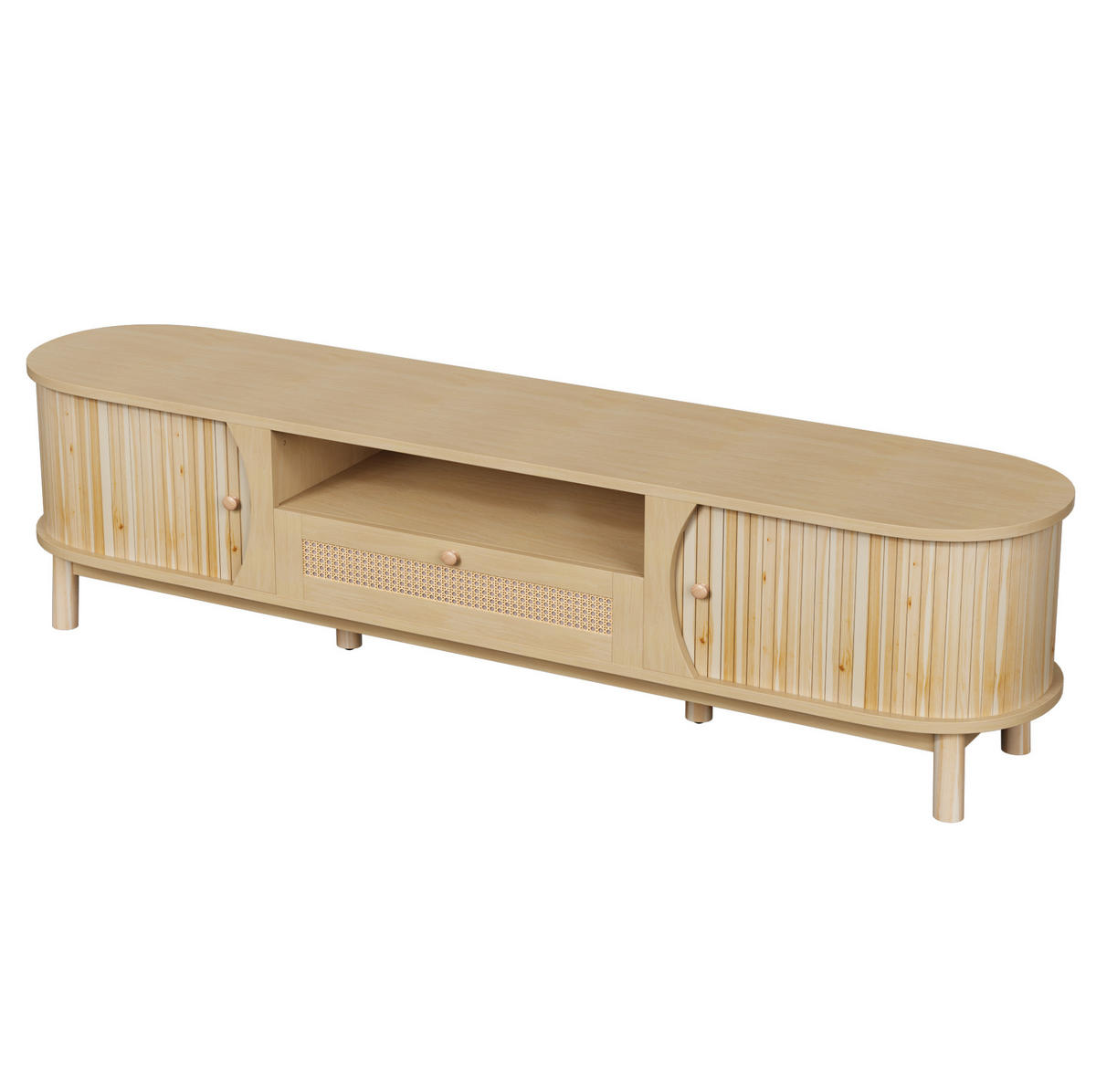 TV-SCHRANK mit Schiebetür und Schubladen 165 x 37 x 46 cm Natur - Hellbraun, Holzwerkstoff (37/46/165cm) - Beauniv
