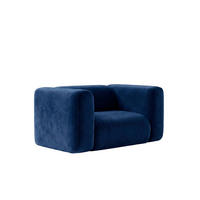 WOHNZIMMERSESSEL Aus Velvet-Stoff Bluvel, Tintenblau, GRETA - Blau, Holz (137/70/89cm) - Kaiser Möbel