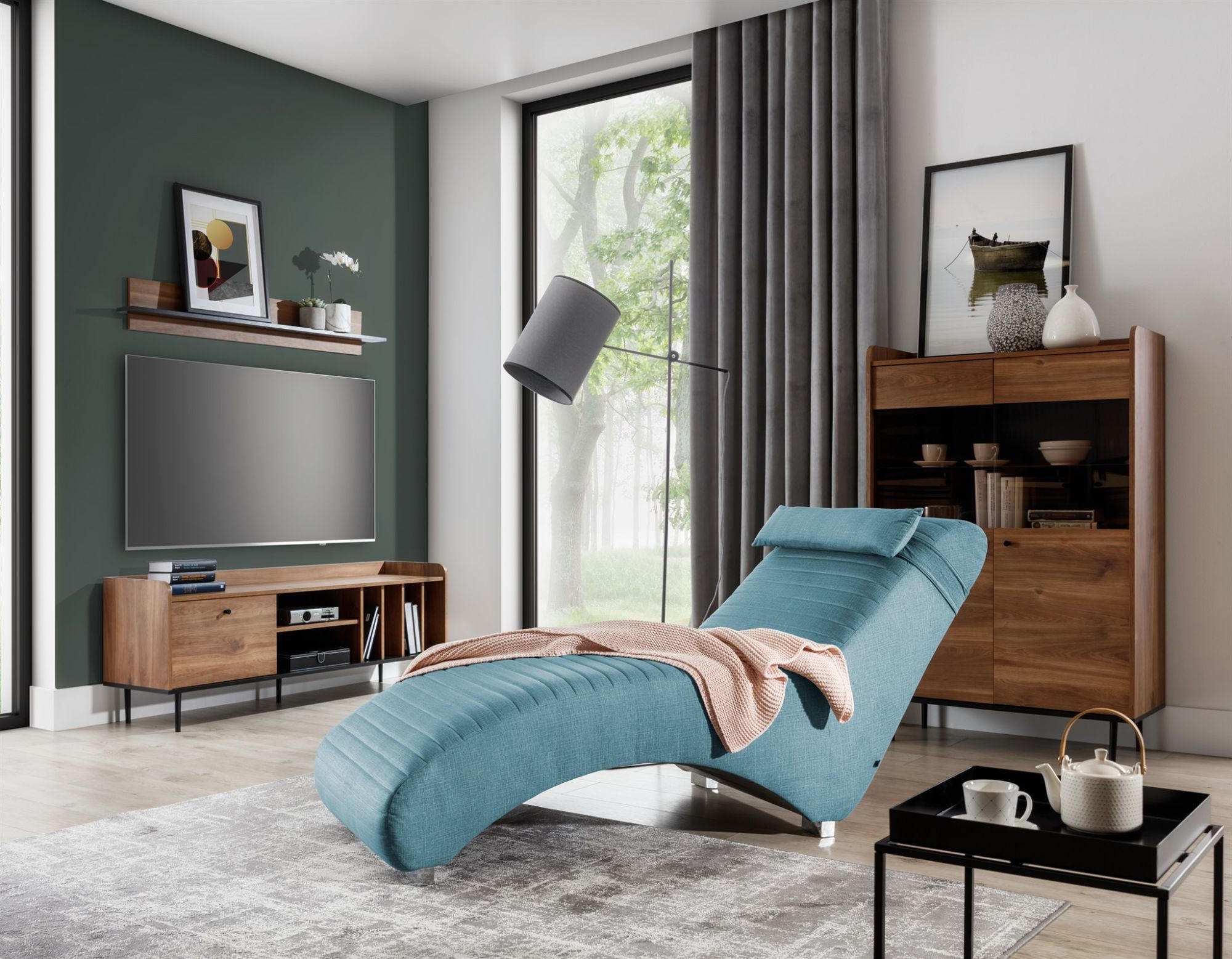 RELAXLIEGE Abramo In Lisbon - Hellblau, Holzwerkstoff/Textil (73/80/170cm) - Fun Möbel