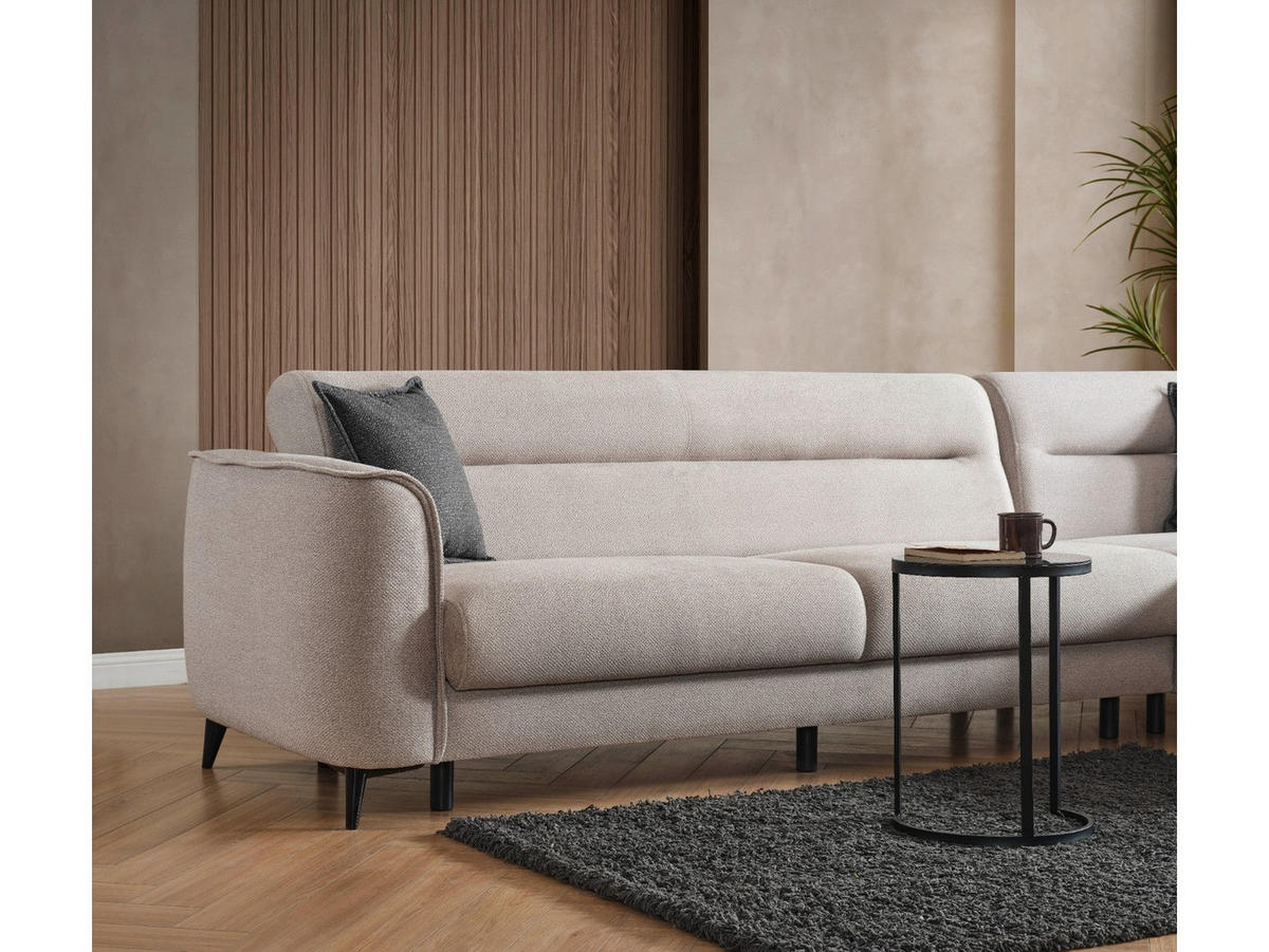 ECKSCHLAFSOFA Acapulco Short Relax - Langer Schenkel Links - Greige, Holzwerkstoff/Kunststoff (250/180cm)