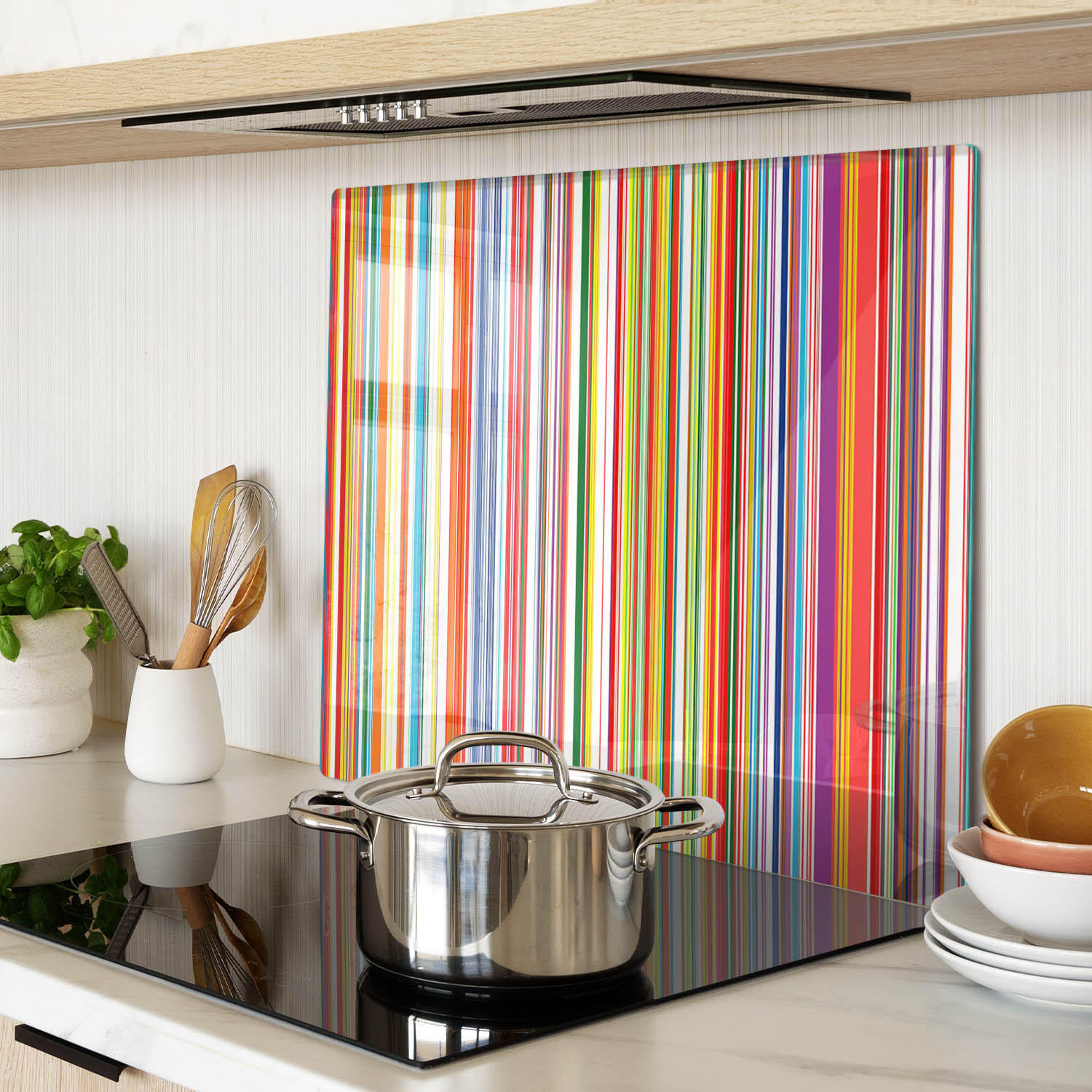 GLASPLATTE 60x52 cm Farbige Streifen - Multicolor, Glas (60/0.4/52cm) - TULUP