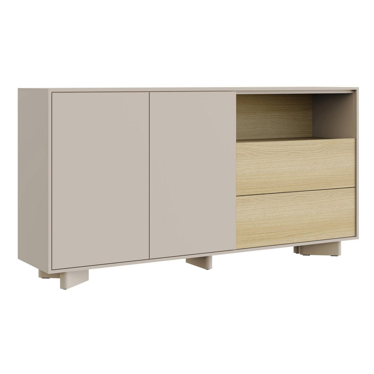 KOMODA Distria Kašmírově šedá 156 cm - šedohnědá, kompozitní dřevo (156/80/35cm) - Selsey