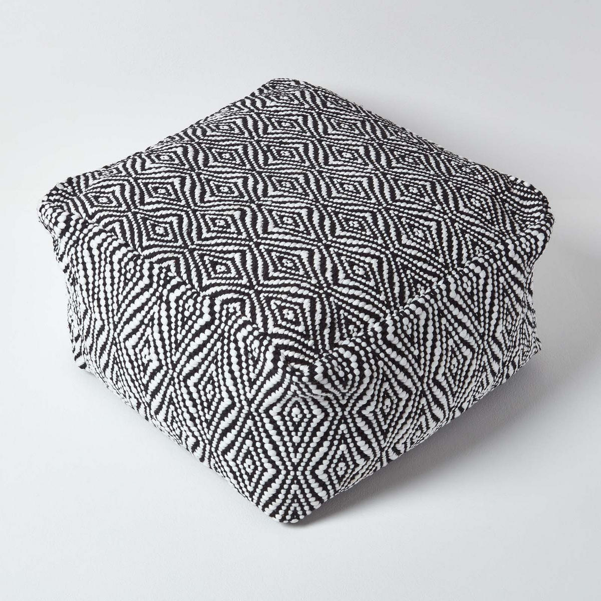 SITZPOUF Trance schwarz-weiß gemustert, 60/60/30 cm - Schwarz, Textil (60/30/60cm) - Homescapes