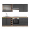 KÜCHENZEILE Fame-Line Anthrazit Landhaus/Goldkraft Eiche 235 cm AP Eiche - Honigeiche/Anthrazit, Holzwerkstoff (235/81.6/60cm) - Vicco