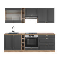 KÜCHENZEILE Fame-Line Anthrazit Landhaus/Goldkraft Eiche 235 cm ohne AP - Honigeiche/Anthrazit, Holzwerkstoff (235/81.6/46cm) - Vicco