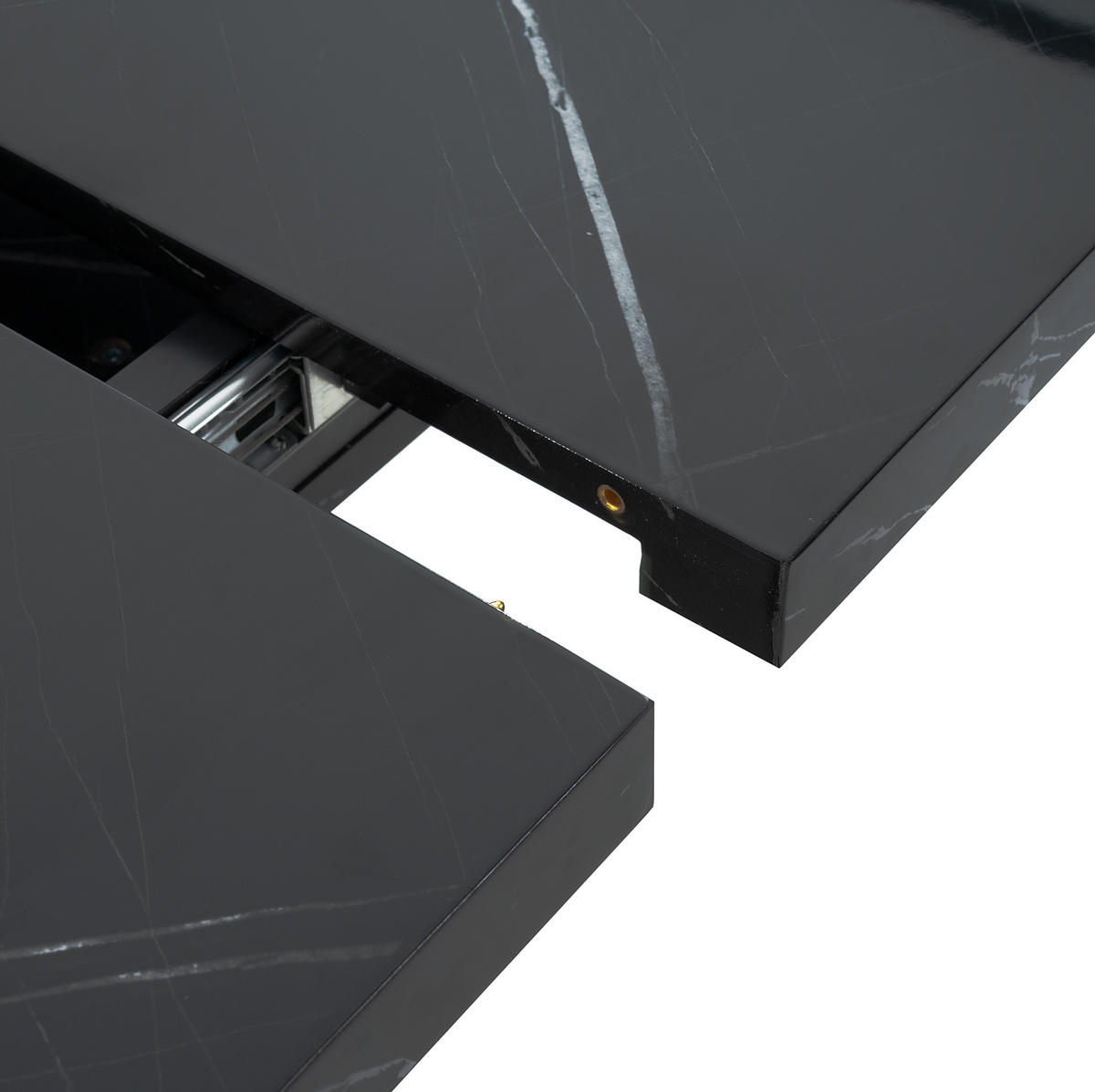 ESSTISCH 120-160/76/80 cm Schwarz aus Glas, MDF und Stahl mit Stauraum und Ausziehfunktion - Schwarz, Glas (160/80/76cm) - OKMYHOME