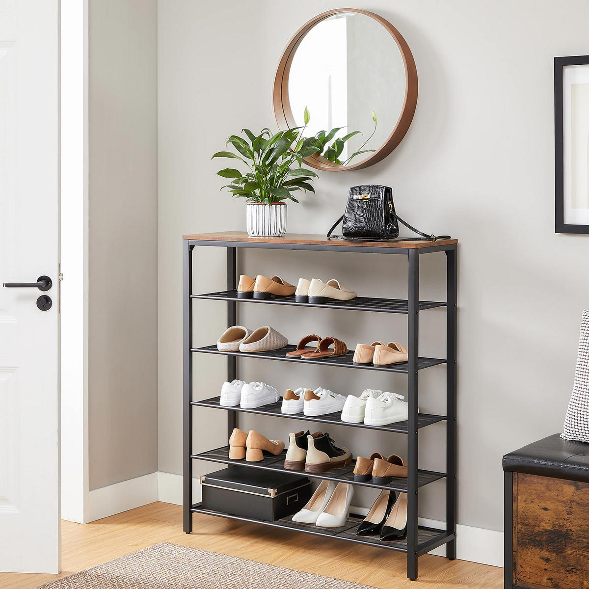 SCHUHREGAL - Braun, Holzwerkstoff (30/110/100cm) - Hansiro