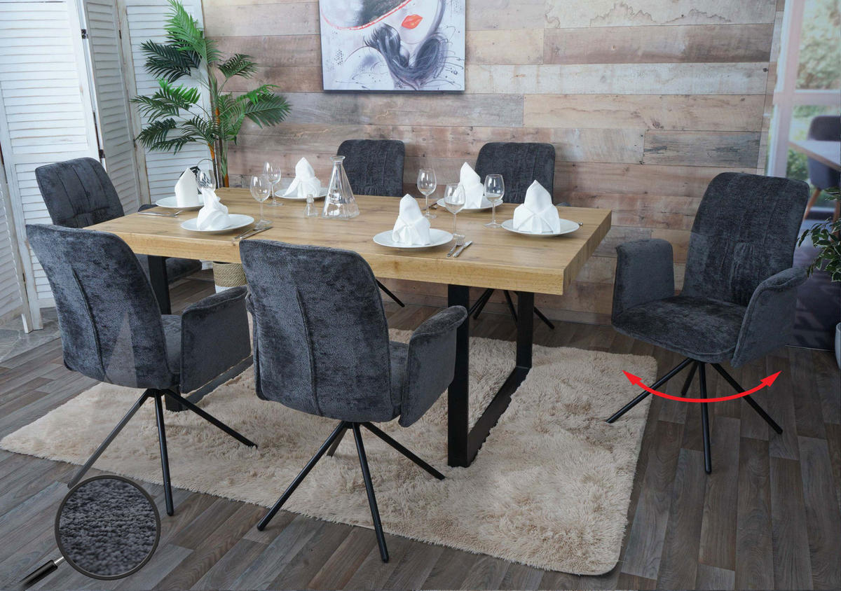 ESSZIMMERSTUHL Grau 6er-Set - Grau, Textil (70/94/60cm) - MCW