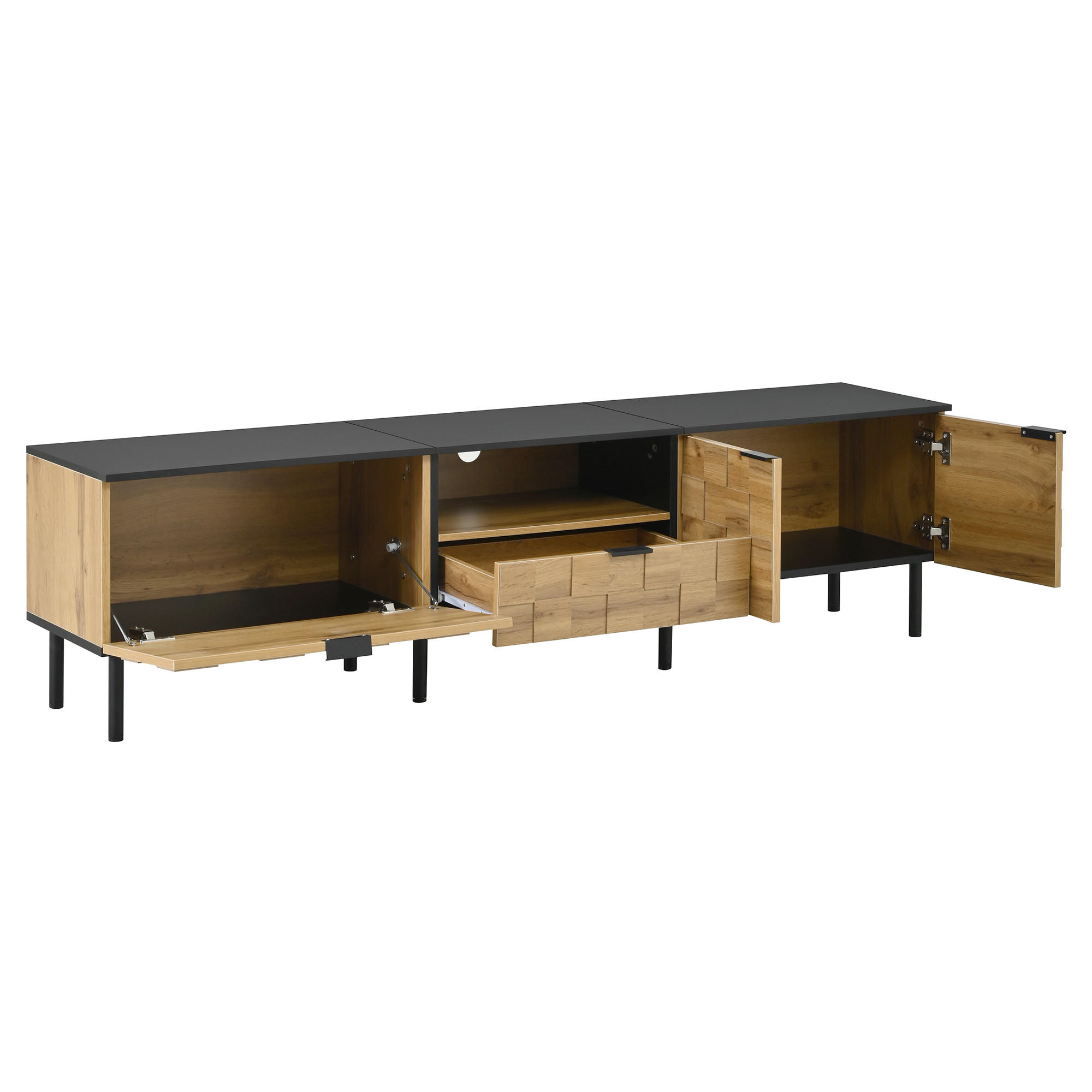 TV-ELEMENT 170/35/44.5 cm Natürlich mit 1 Schublade - Ahornfarben, Holz (170/44.5/35cm) - Oxeza