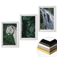 WANDBILDER 3er-Set - 40x60 cm Weißer Rahmen - Wasserfall aus weißen Tigerblättern - Weiß, Kunststoff (40/60cm) - ArtPrintCave