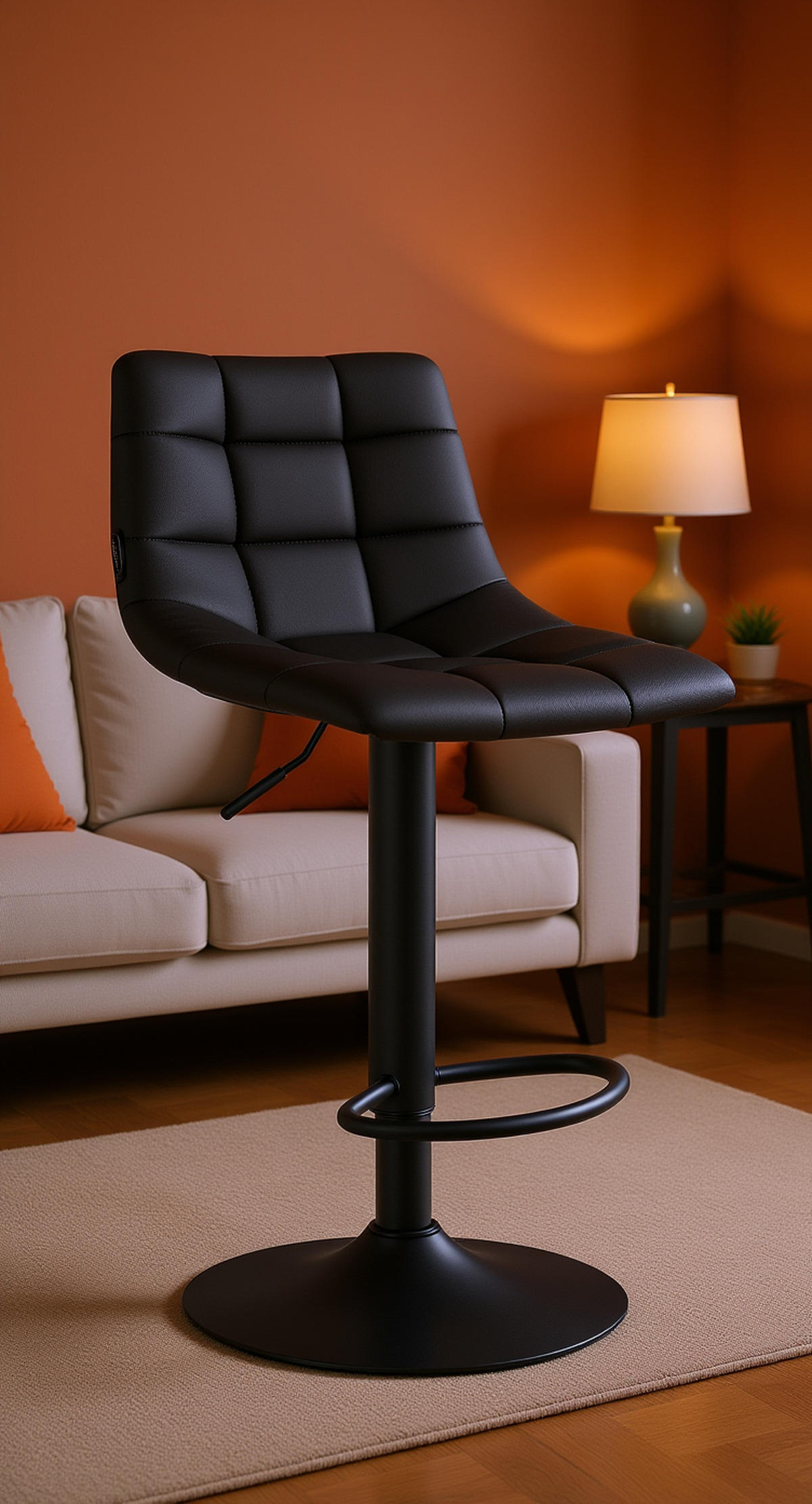 BARHOCKER 2er Set James Kunstleder schwarz schwarz - Schwarz, Kunststoff/Metall (43/108.5/46.5cm) - TPFLiving