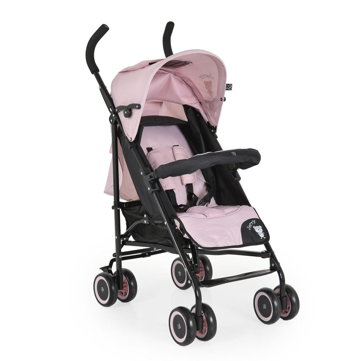 BUGGY Jerry osa schwarz Sonnendach, schwenkbare Vorderräder, EVA-Räder - Schwarz/Rosa, Metall (72/47/100cm) - Moni