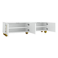 LOWBOARD mit strukturierten Türen Schubladen offenen Fächern goldenen Griffen und Füßen - Goldfarben/Weiß, Holzwerkstoff/Metall (170/44/38cm) - EVRYAE