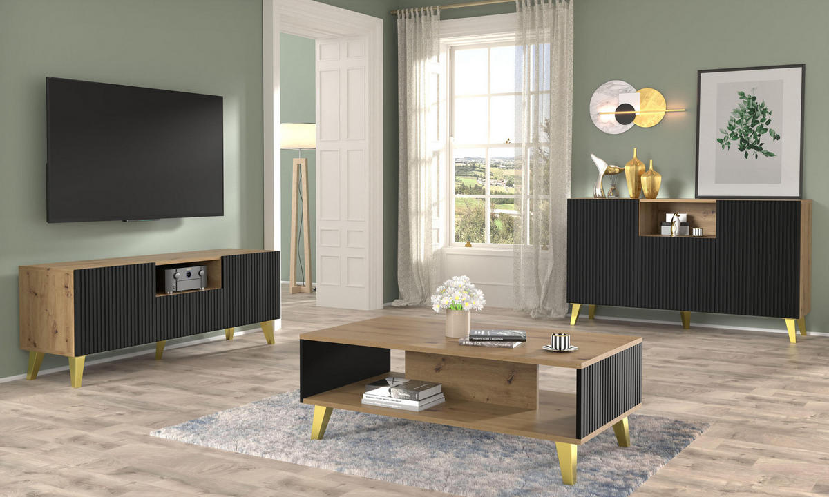 TV-LOWBOARD BEIGE - Beige, Holzwerkstoff (150/56/42cm) - FURNLUX