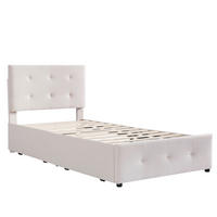 POLSTERBETT 90x200 cm Beige mit Samtbezug, Lattenrost und Schublade - Beige, Textil (90/200cm) - IVMEU