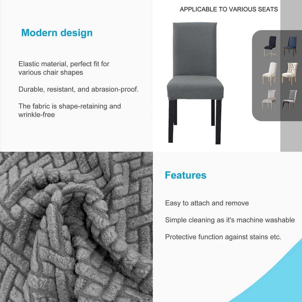 STUHLHUSSE (6-tlg. Set) - Grau, Kunststoff (1/38cm)