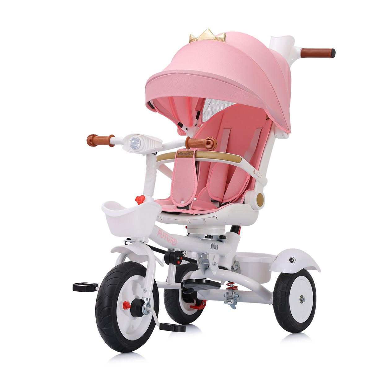 DREIRAD Futuro 2 in 1 faltbar rosa Becherhalter, Musik, Licht, Gummiräder - Rosa, Metall (90/50/95cm) - Chipolino