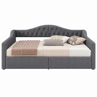 TAGESBETT mit Stauraum und LED 140x200 cm Leinen Grau - Grau, Metall (140/200cm) - Meubliv