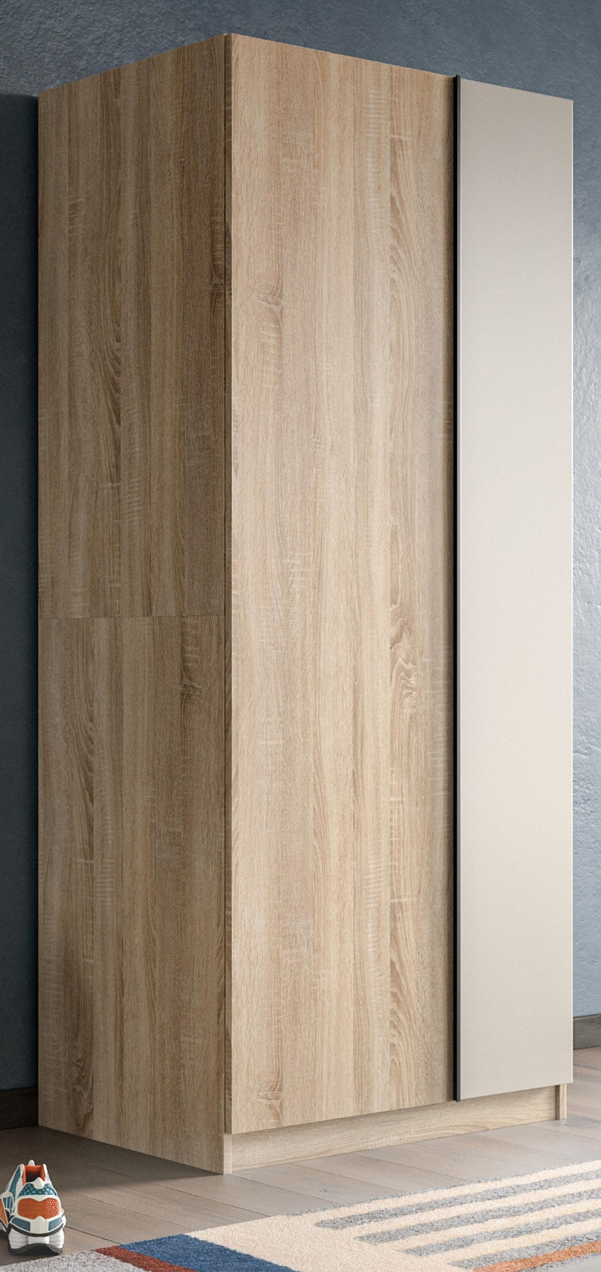 KLEIDERSCHRANK Eiche Sonoma, Kaschmir 2-türig 80 x 183 cm, Drehtürenschrank inklusive Einlegeböden - Kaschmir/Eichefarben, Holzwerkstoff/Kunststoff (80/183/53cm) - Inn.Furn