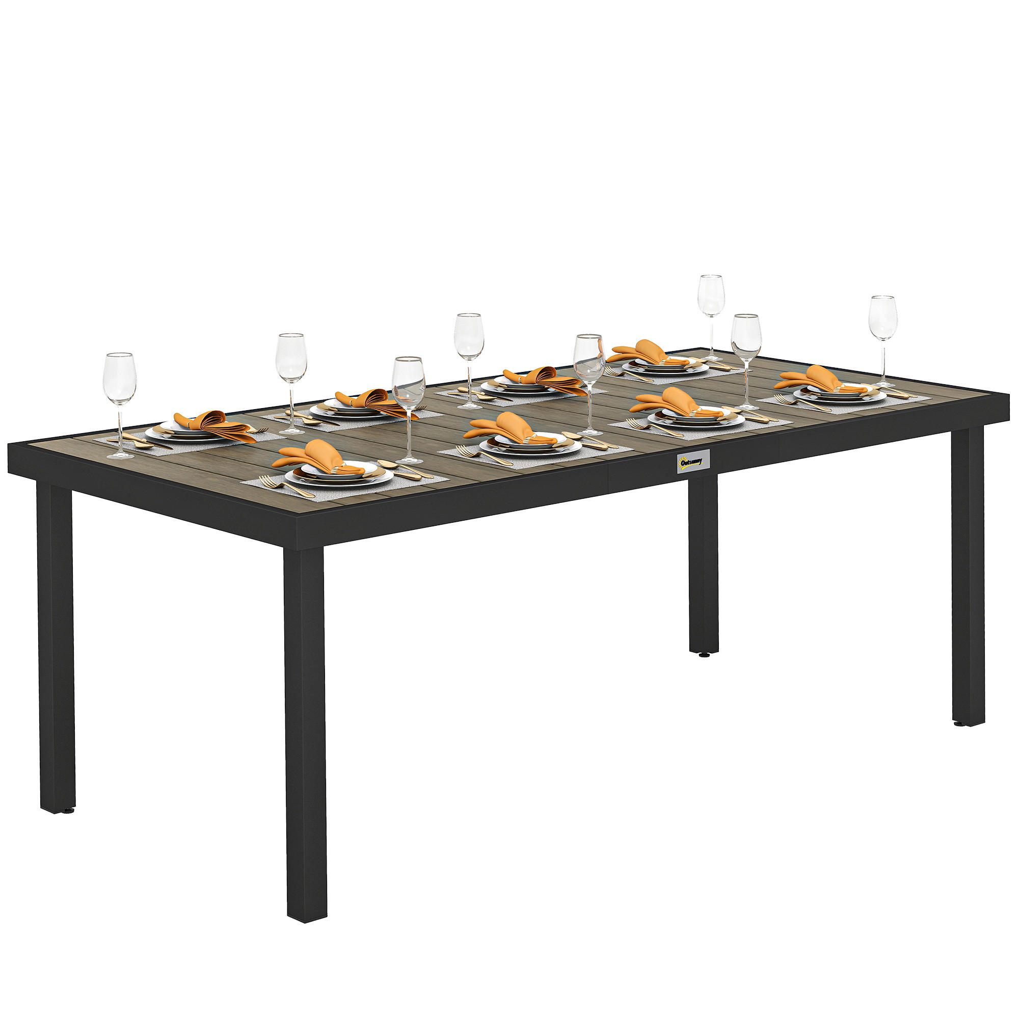 GARTENTISCH DE-07264 für 8 Personen, wetterbeständig mit Holzoptik Naturholz - Naturfarben, Kunststoff/Metall (190/90/74cm) - ComfortXL