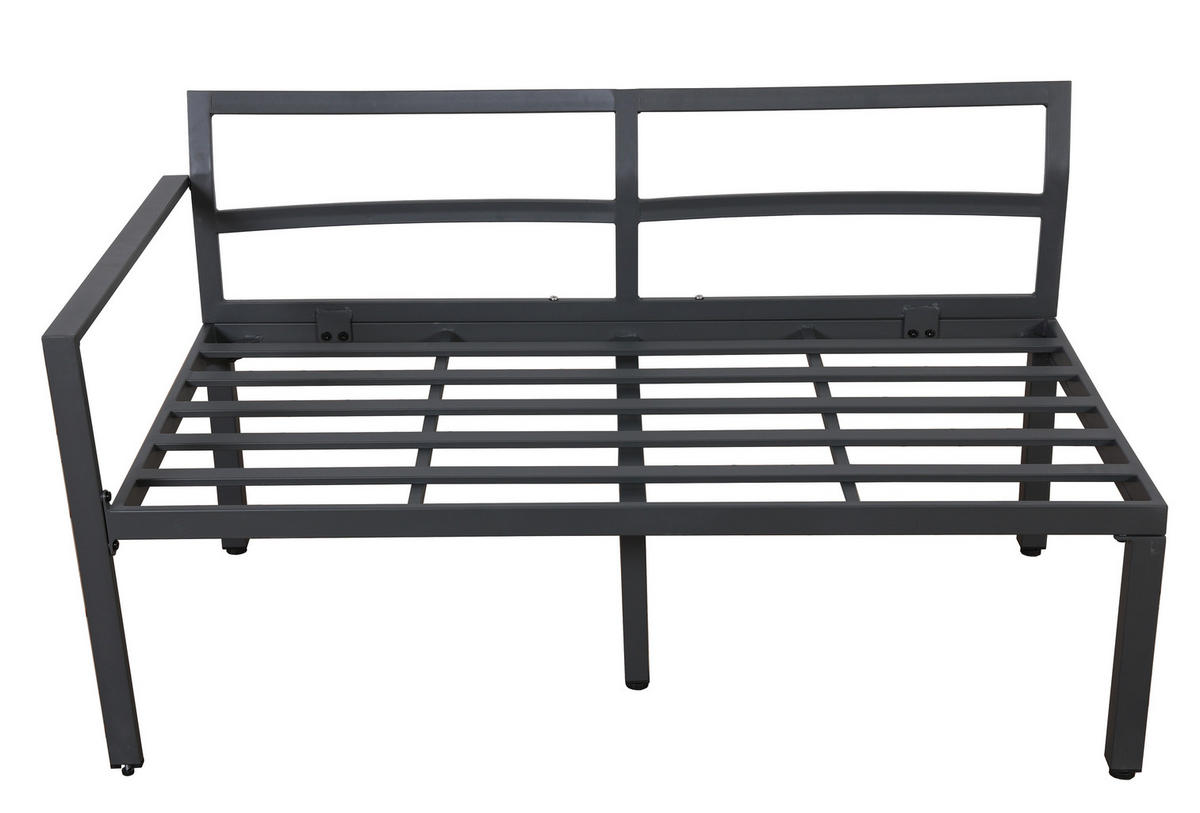 GARTENMÖBEL 147x60x65cm grau aus Metall und Plastik, mit Kissen - Grau, Metall - Modfu